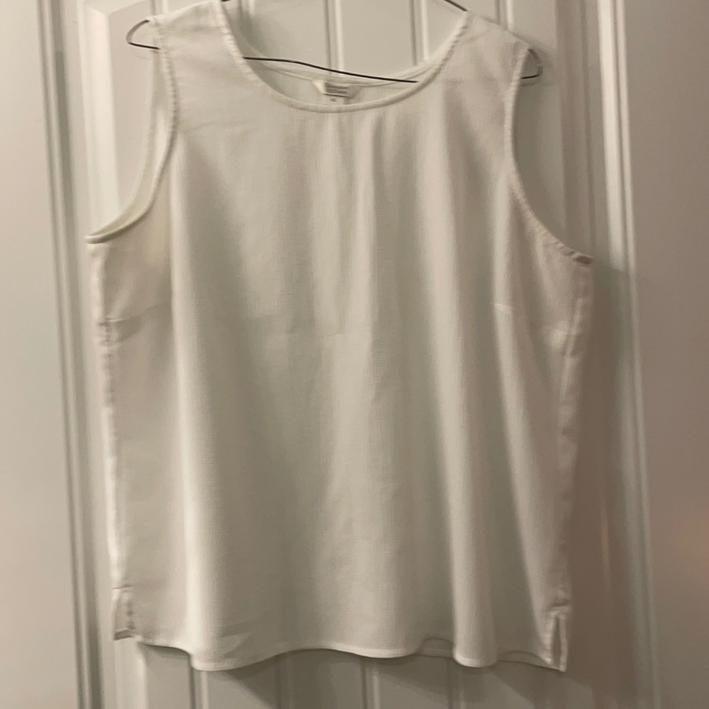 Sleeveless white top. 2” Slits on both sides. Clean  No spots. Gently worn